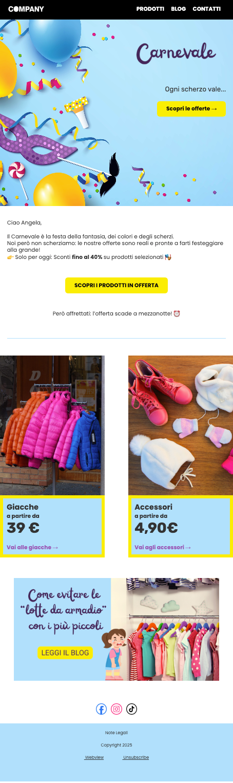 Esempio di newsletter stagionale